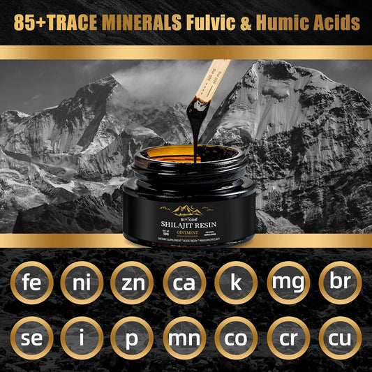 Pure Himalayan Shilajit resin in glass jar – natural energy and vitality supplement rich in minerals
