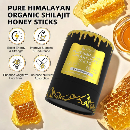 Pure & Organic Himalayan Shilajit Honey Sticks – Natural vitality blend of Shilajit and raw honey for energy, immunity, and wellness.