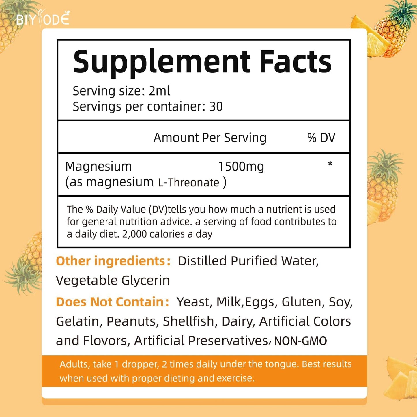 "Magnesium L.Threonate Drops bottle surrounded by icons representing memory, focus, and sleep support