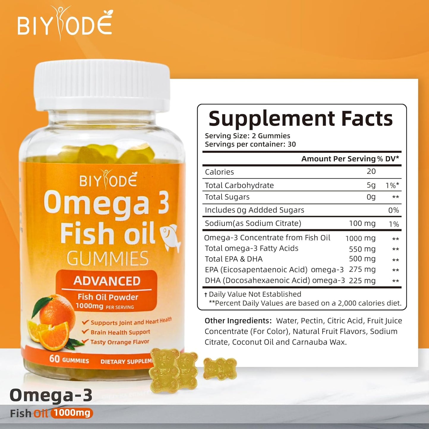 Omega-3 dietary supplement made from wild-caught fish – promotes cardiovascular and cognitive function.
