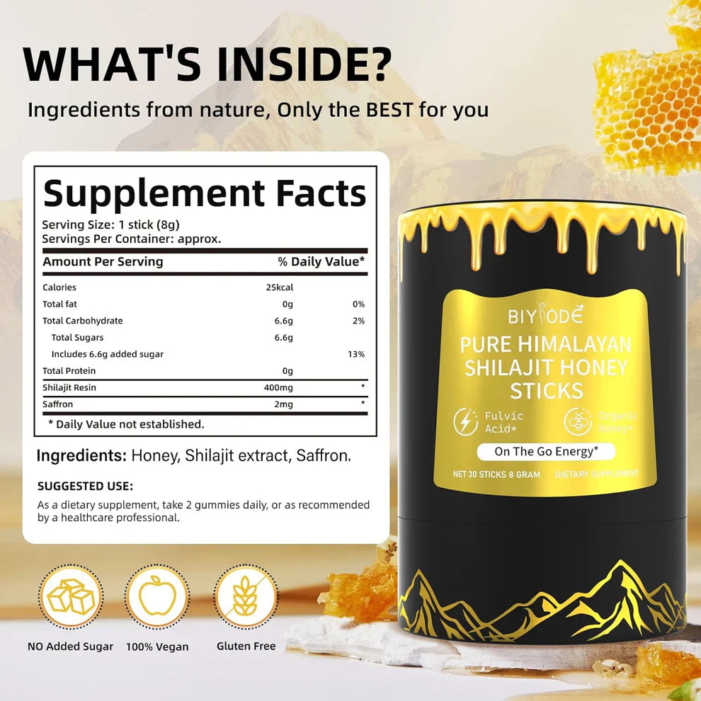 Portable Shilajit Honey Sticks for Energy, Stamina & Immunity