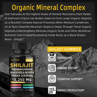 Pure Natural Himalayan Shilajit Capsules With Ashwagandha Ginseng Healthcare Vitamin 8-in-1 Energy Supplement