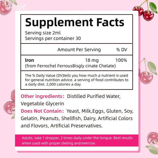 Liquid Iron Supplement for Women Bottle