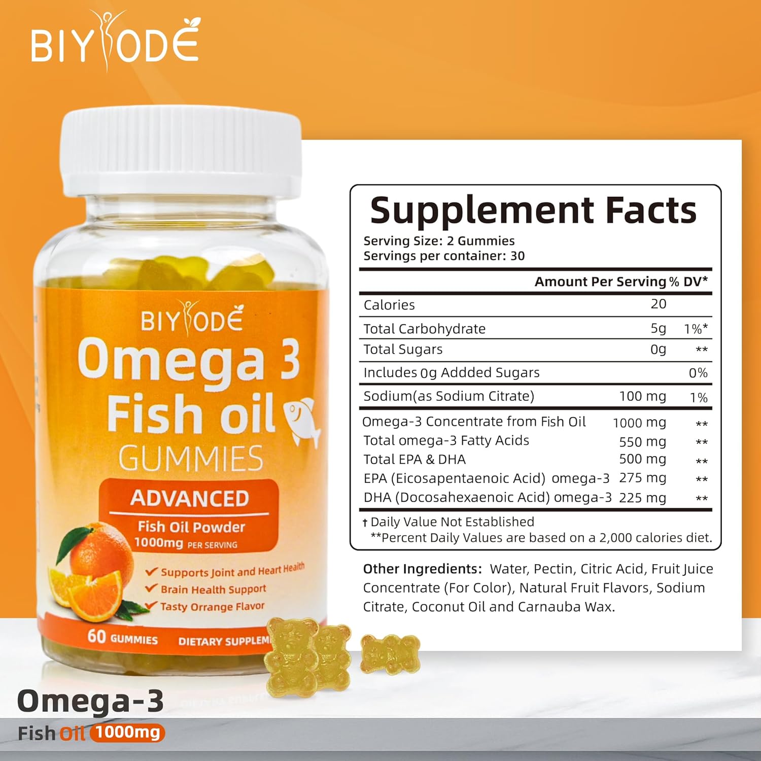 Omega-3 dietary supplement made from wild-caught fish – promotes cardiovascular and cognitive function.