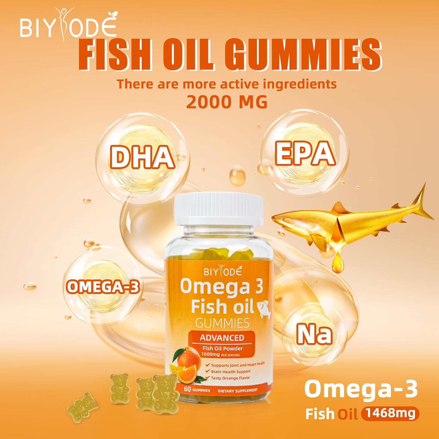High-potency fish oil capsules with clear golden soft gels – essential fatty acid supplement for daily wellness