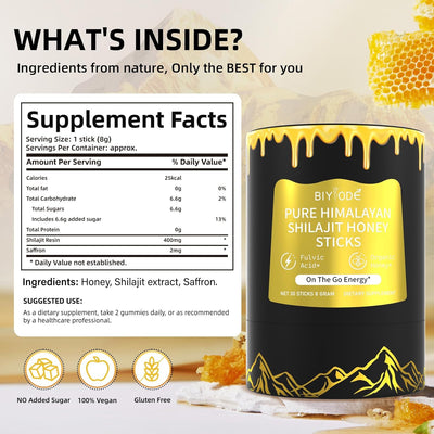 Natural Energy Shilajit Honey Supplement Ingredients