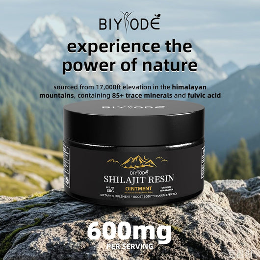 Pure Shilajit Resin from the Himalayas – natural wellness and vitality enhancer in premium packaging

