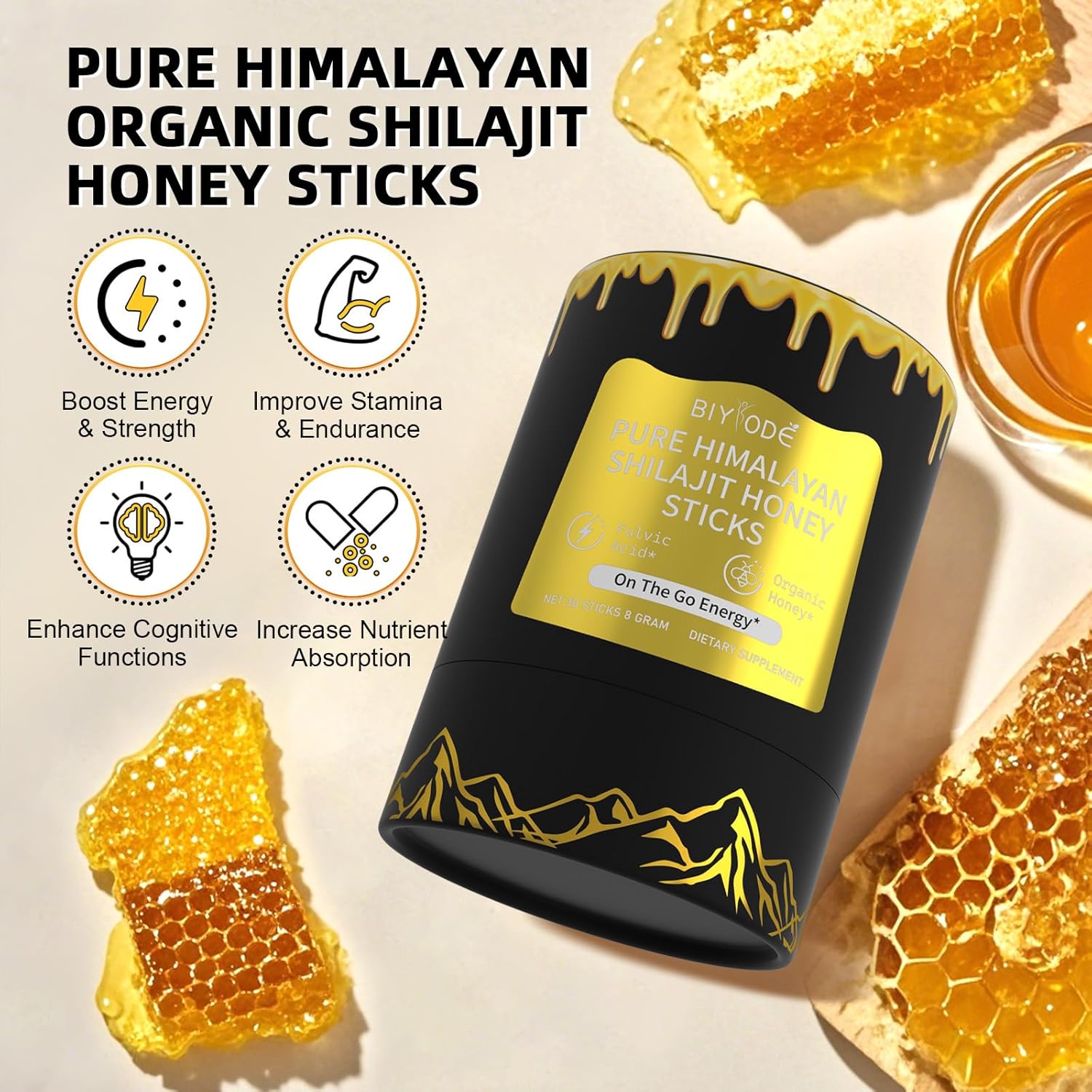 "Person enjoying a Pure Shilajit honey stick before workout for natural energy boost"