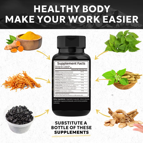 Pure Natural Himalayan Shilajit Capsules With Ashwagandha Ginseng Healthcare Vitamin 8-in-1